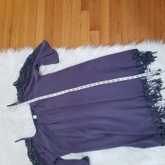 Strappy Midi Boho  Dress with Shoulders Down, Very Light Dark Blue Color, SIZE L - Picture 16 of 17